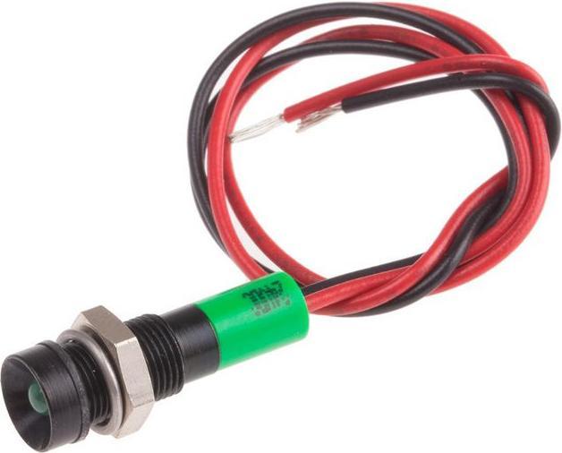Produktbild RS PRO 6mm vertieft schwarz LED Dräht grü 24VDC