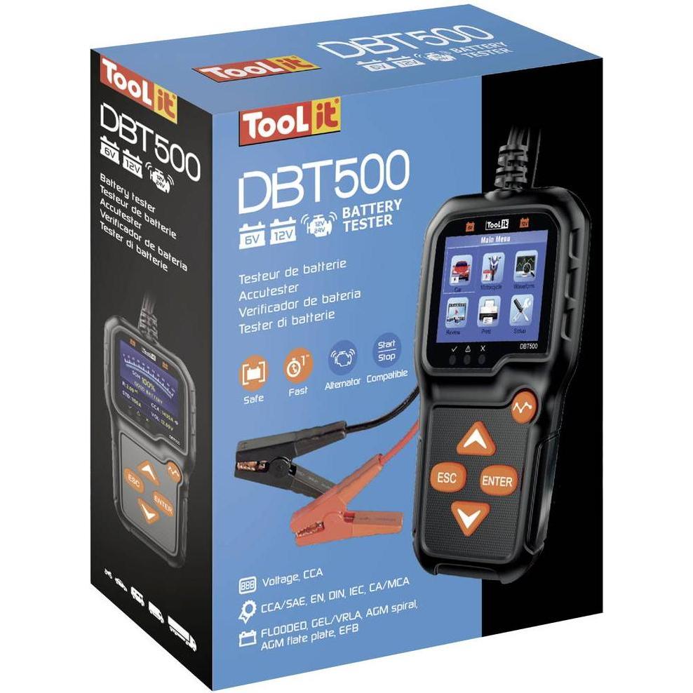 Thumbnail - Toolit, Fahrzeugbatterie Zubehör, DBT500 Kfz-Batterietester 6 V, 12V Batterieprüfung, Kontrolle Lichtmaschine, Ladeüberw...