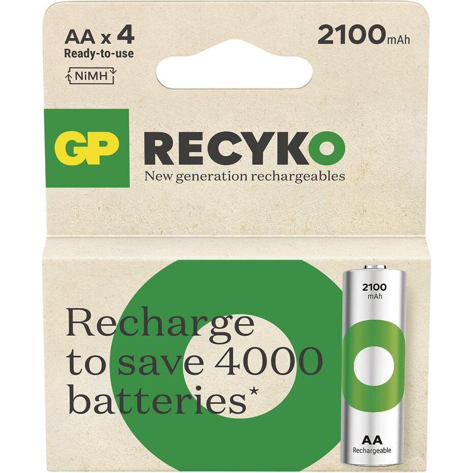 GP Batteries GP Nab??jec?? bat. ReCyko 2100 AA (HR6) - 4k (4 pz., AA, 2100 mAh), Batterie + pile