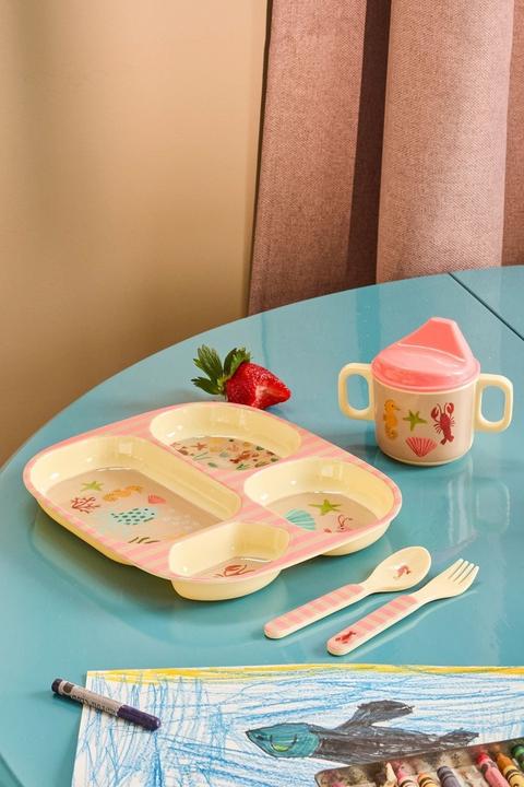 Image du produit Rice - Melamine Baby Dinner Set - Coral Ocean Print - 4 pcs