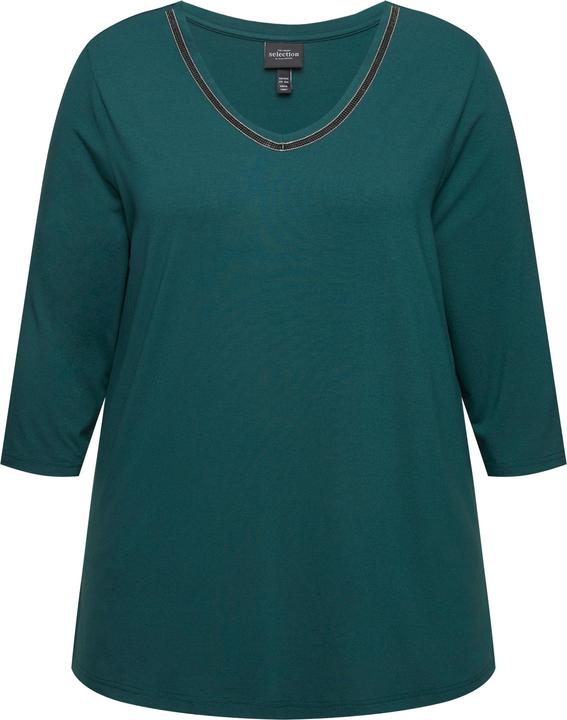 Produktbild Ulla Popken Shirt, Ziersteine, A-Linie, V-Ausschnitt, Langarm (56)