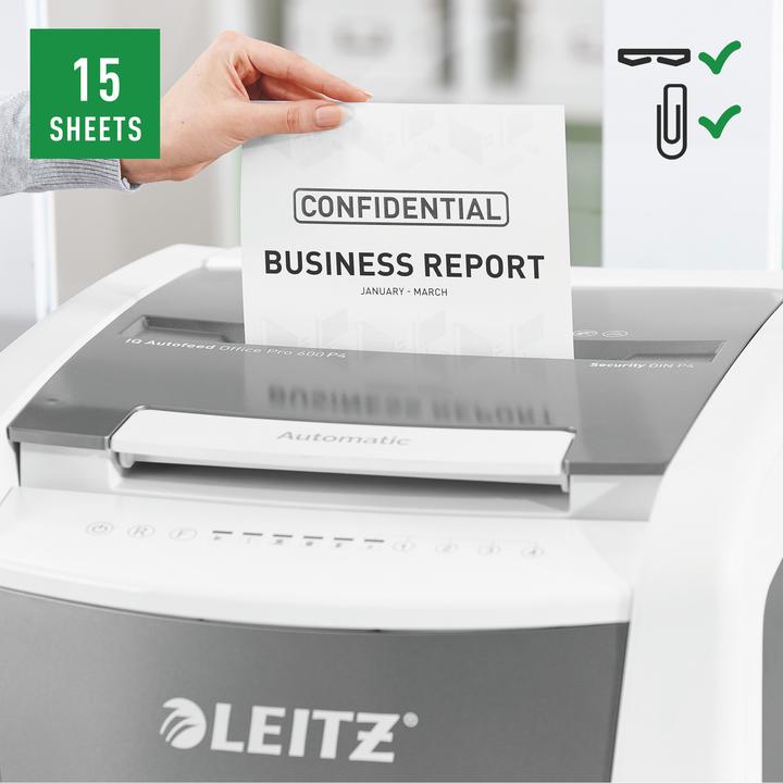 Image du produit Leitz Destructeur de documents IQ Autofeed Office Pro 600 P4 (Coupe de particules)