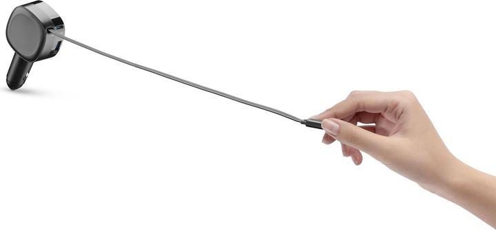 Produktbild Cellularline CELLULAR LINE Autoladeger?t mit einziehbarem Kabel (60 W, USB Typ