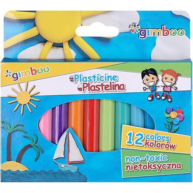 Gimboo Plastilin, 12 Stück, Farbmischung, Gimbal, Mehrfarbig