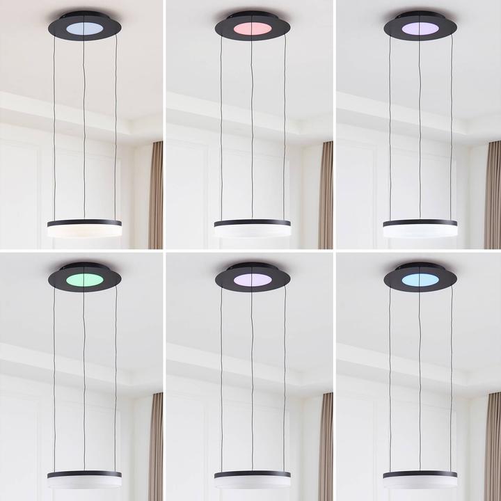 Produktbild Lucande Smart LED-Hängeleuchte Squillo schwarz Tuya RGBW CCT (3600 lm)