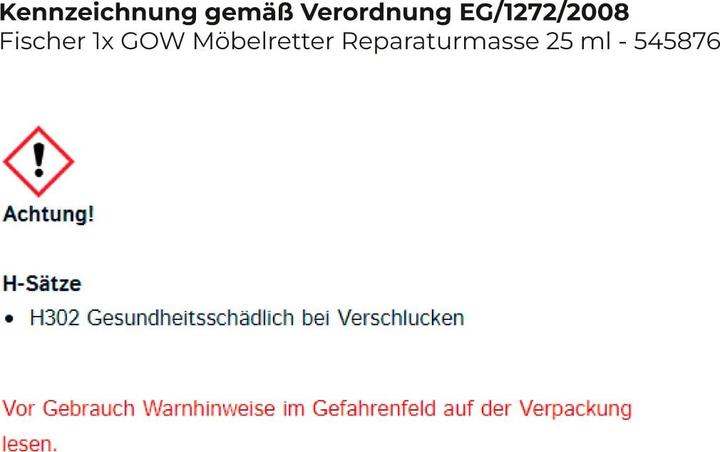 Actual product image Fischer GOW furniture rescuer