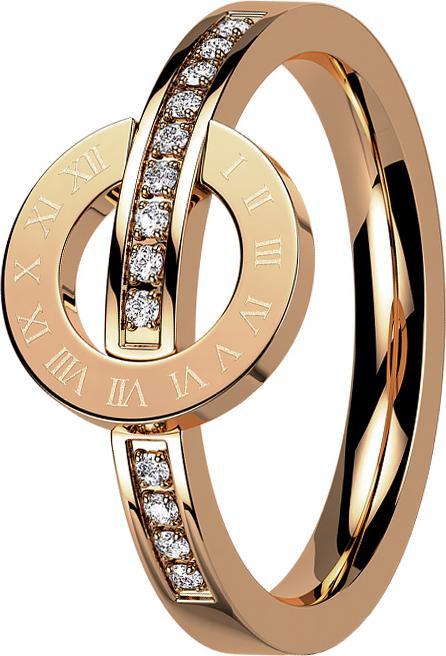 Immagine prodotto Star Piercing Anello in oro rosa con cristalli e cerchio con numeri romani (senza ottone, Acciaio chirurgico 316L)