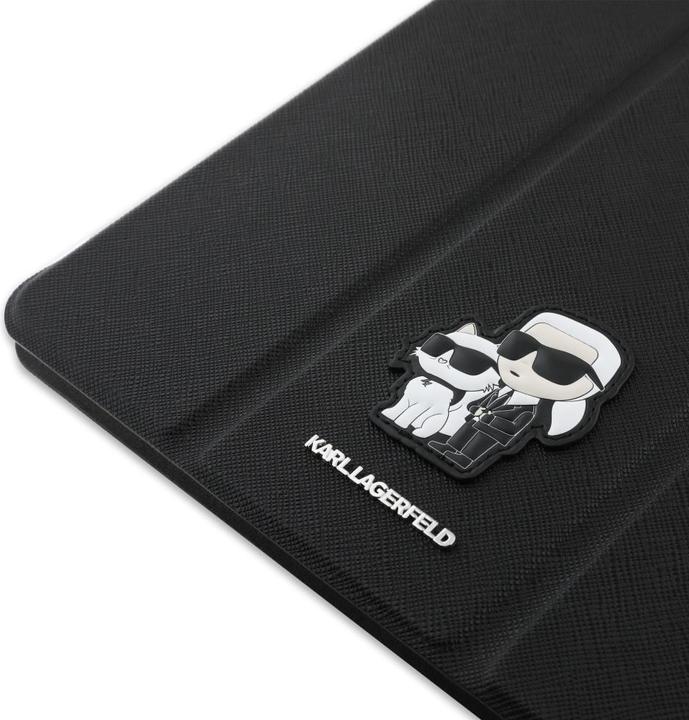 Actual product image Karl Lagerfeld Saffiano Magnetic Karl & Choupette iPad Pro 13 2024 Book Cover Case - Black (Apple iPad Pro 13 2024, Apple iPad Pro 13 2025)