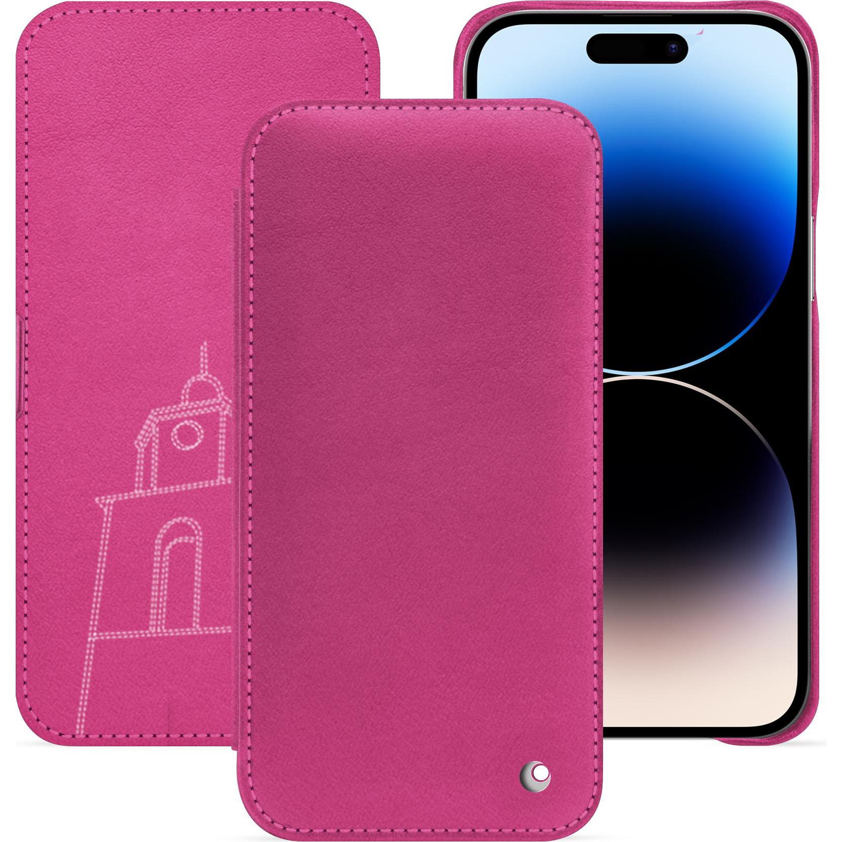 Noreve Lederschutzhülle horizontal (Apple iPhone 15 Pro Max), Smartphone Hülle, Rosa