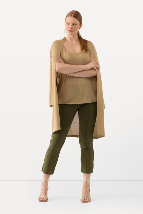 Image du produit Ulla Popken Pantalon avec passepoil et taille élastique. Coupe ajustée avec fente sur le bas de jambe. (42)