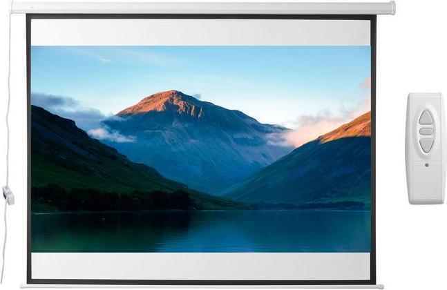 Swisshandel24 4:3 Beamer Leinwand Elektrisch 203x152cm mit Fernbedienung, für Heimkino und Präsentation Weiss (96.85", 4:3)