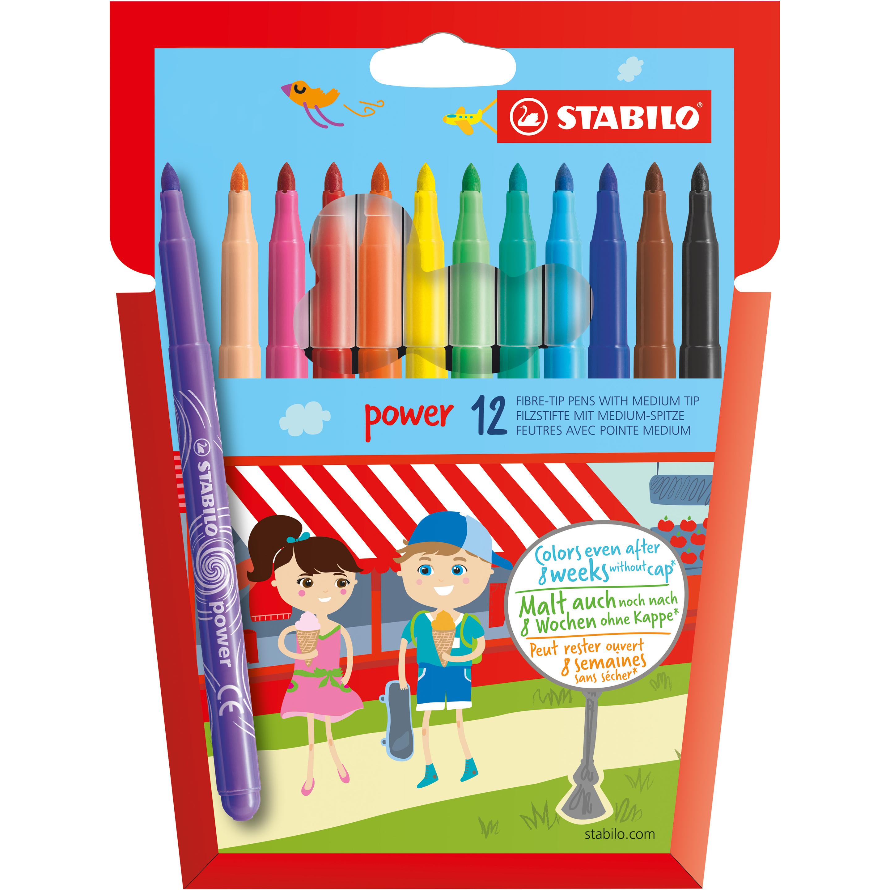 6x STABILO, Malstifte, power Filzstift (Mehrfarbig, 12 x)