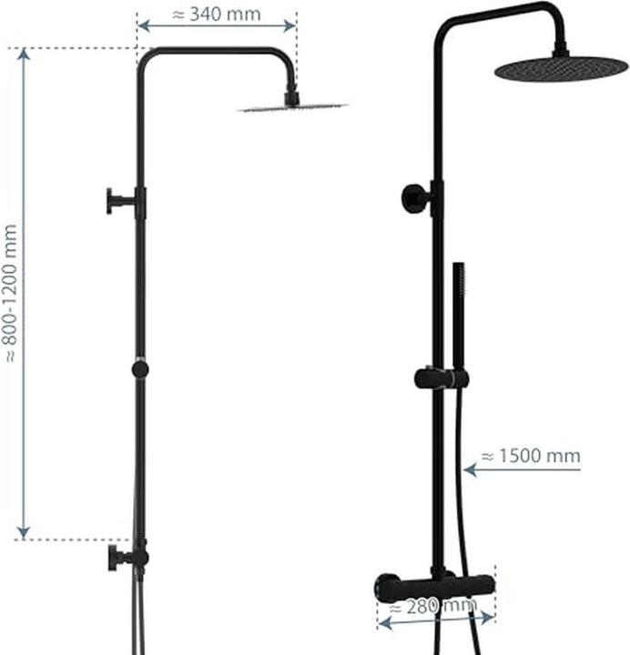 Produktbild Schütte Schãoette Aquäduktkopf -Duschset - mit thermostatischen Mixer - Matt Black (60074)