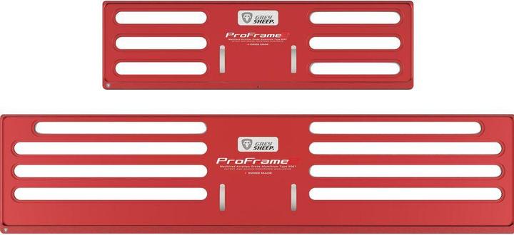 Energy Label Grey Sheep Kennzeichenhalterset ProFrame 2, KFZ-lang, Velocity Red (Front + rear, Long format)