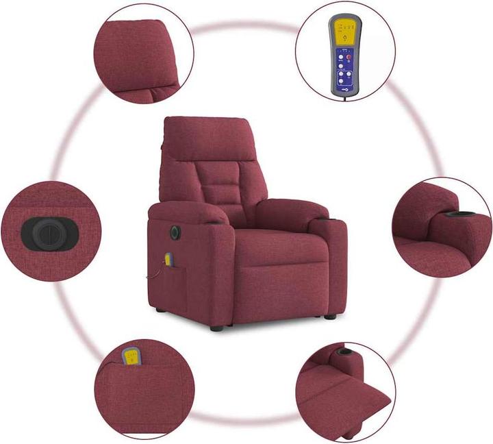 Immagine prodotto vidaXL Sedia da massaggio elettrica in tessuto rosso vino
