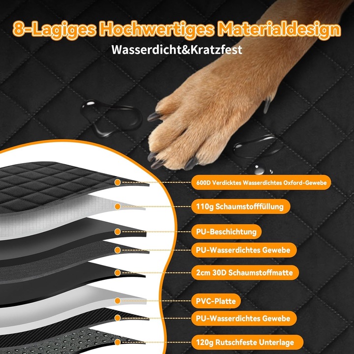 Immagine prodotto Daistern Wasserdichte Autoschondecke mit Seitenschutz (Cane, Pieghevole, Lavabile in lavatrice)