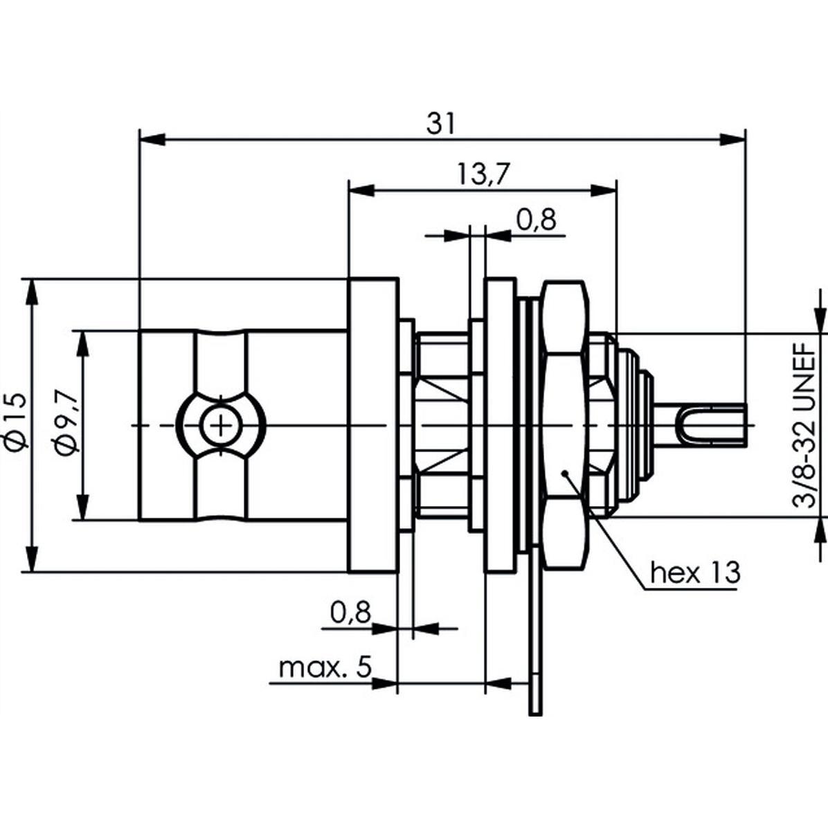 Thumbnail - Telegärtner BNC-Einbaubuchse, isoliert 50 Ohm, mit Isolierscheiben grün, Z03, Elektronikkabel + Stecker, Silber