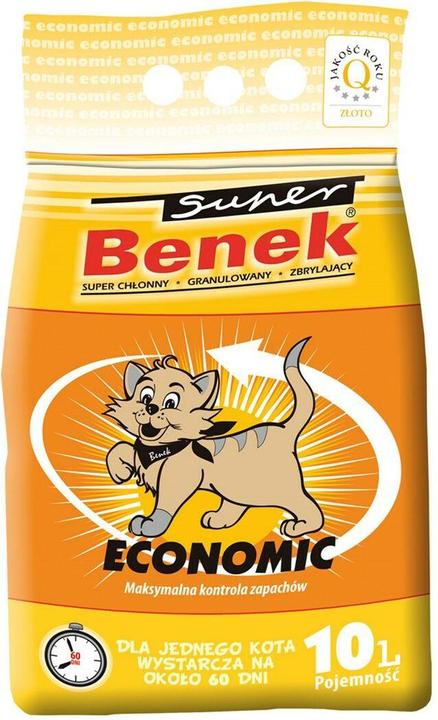 Super Benek Kraikas pour chats Economic Natural 10 l (Absorption rapide, Agglomérant, 9.90 kg)