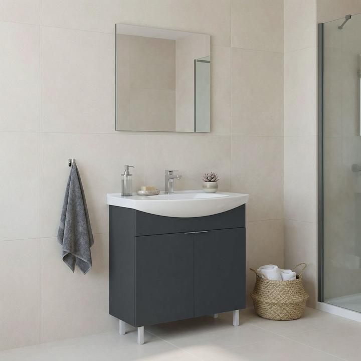 Produktbild Homitis Purus 80 Bathroom Cabinet With Sink & Mirror Set (2 Pieces)