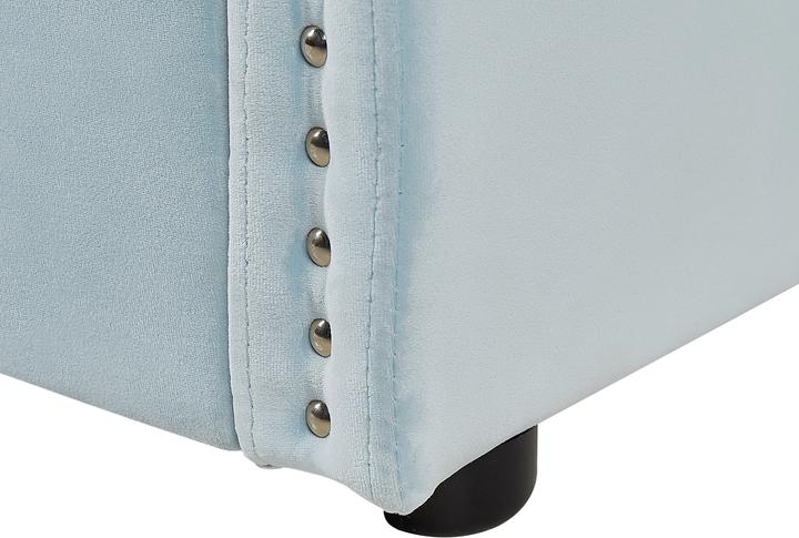 Actual product image Beliani Daybed extendable velvet fabric light blue slatted frame 90 x 200 cm TROYES (90 x 200 cm)