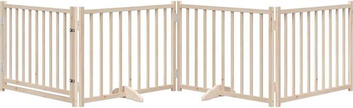 vidaXL Hundetor mit Tür Faltbar Hundegitter Schutzgitter 4-tlg. Massivholz Tanne (30 cm)