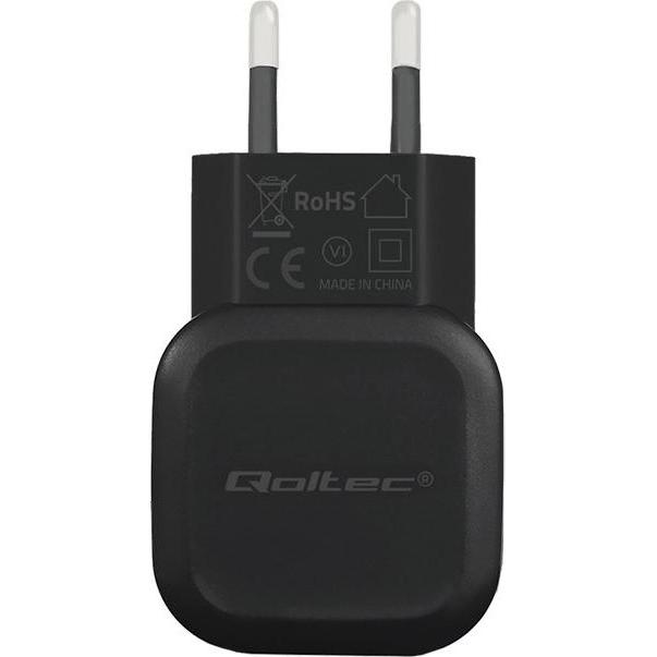 Thumbnail - Qoltec 50184 Ladegerät für Mobilgeräte Indoor (12 W), USB Ladegerät, Schwarz