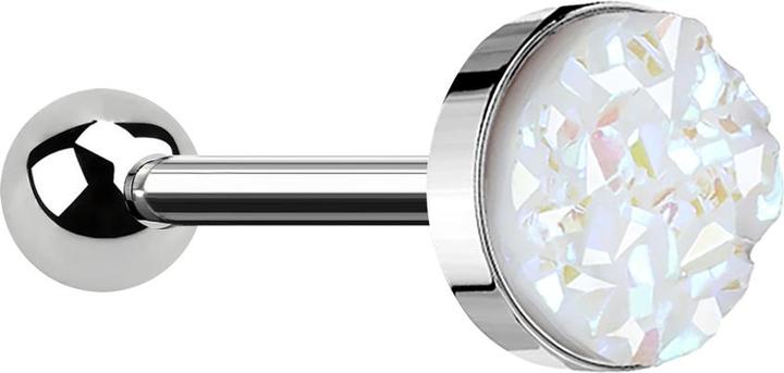 Produktbild Star Piercing Micro Barbell silber mit Druse Stein weiss (ohne Messing, Chirurgenstahl 316L)