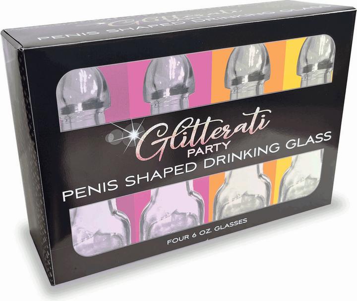 Produktbild Little Genie Productions Glitterati Penis 6Oz Drinking Glass, Pack of 4
