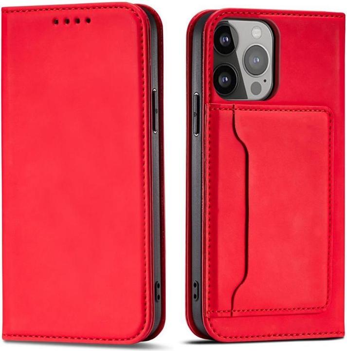 Produktbild Hurtel Magnet Card Case case for iPhone 14 Pro flip cover wallet stand red (Apple iPhone 14 Pro)