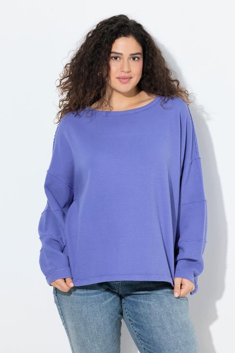 Image du produit Ulla Popken Sweat côtelé à col rond et manches longues, bords francs (54)