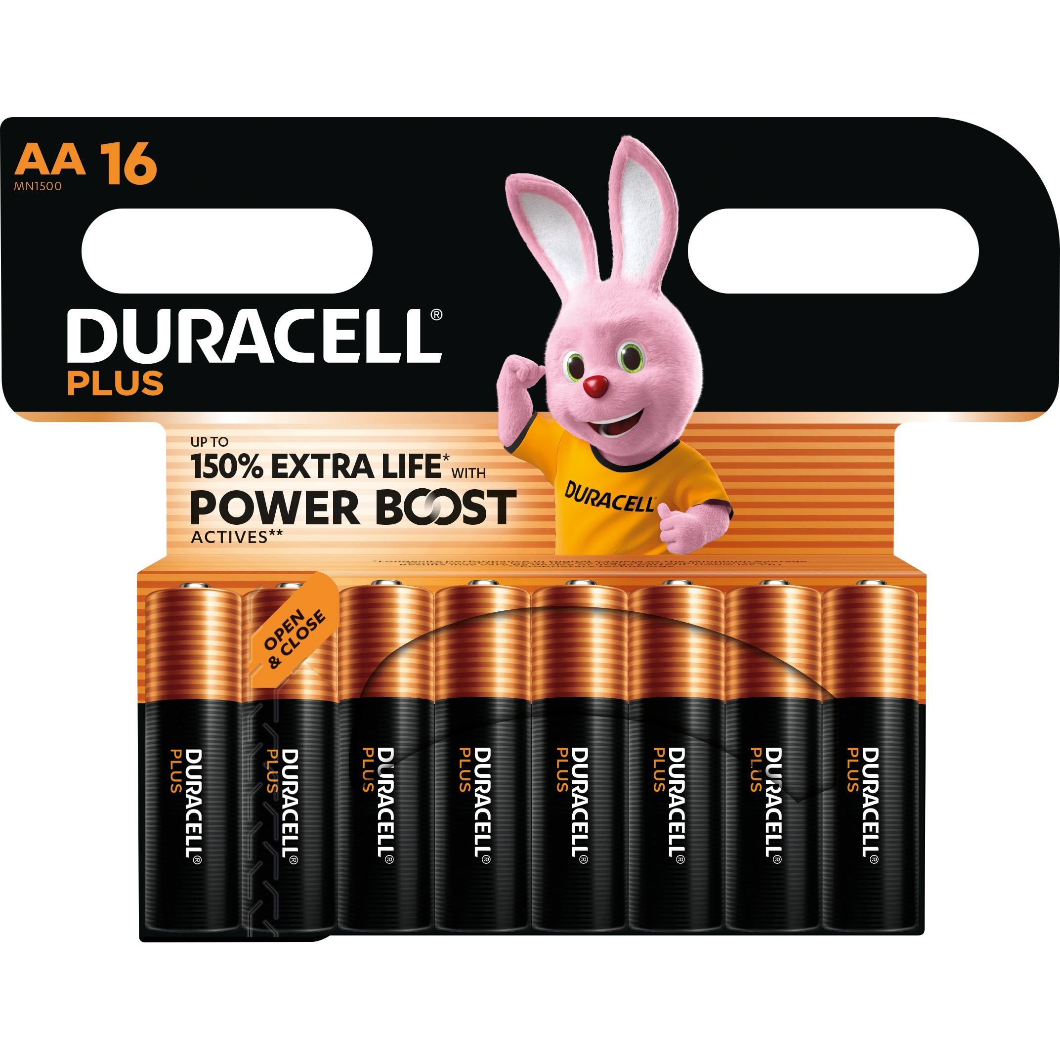 Duracell Plus-AA(MN1500/LR6) BOOST CP16 (16 pz., AA / LR6 / LR06 / Mignon / R6 / R14505), Batterie + pile