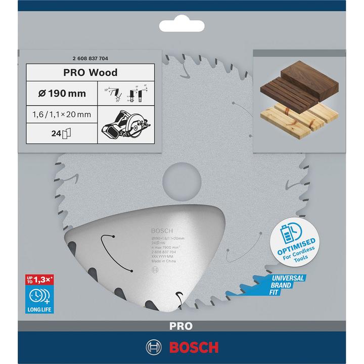 Produktbild Bosch Professional Zubehör PRO Wood cordless Kreissägeblatt, 190 x 1,6 x 20 mm