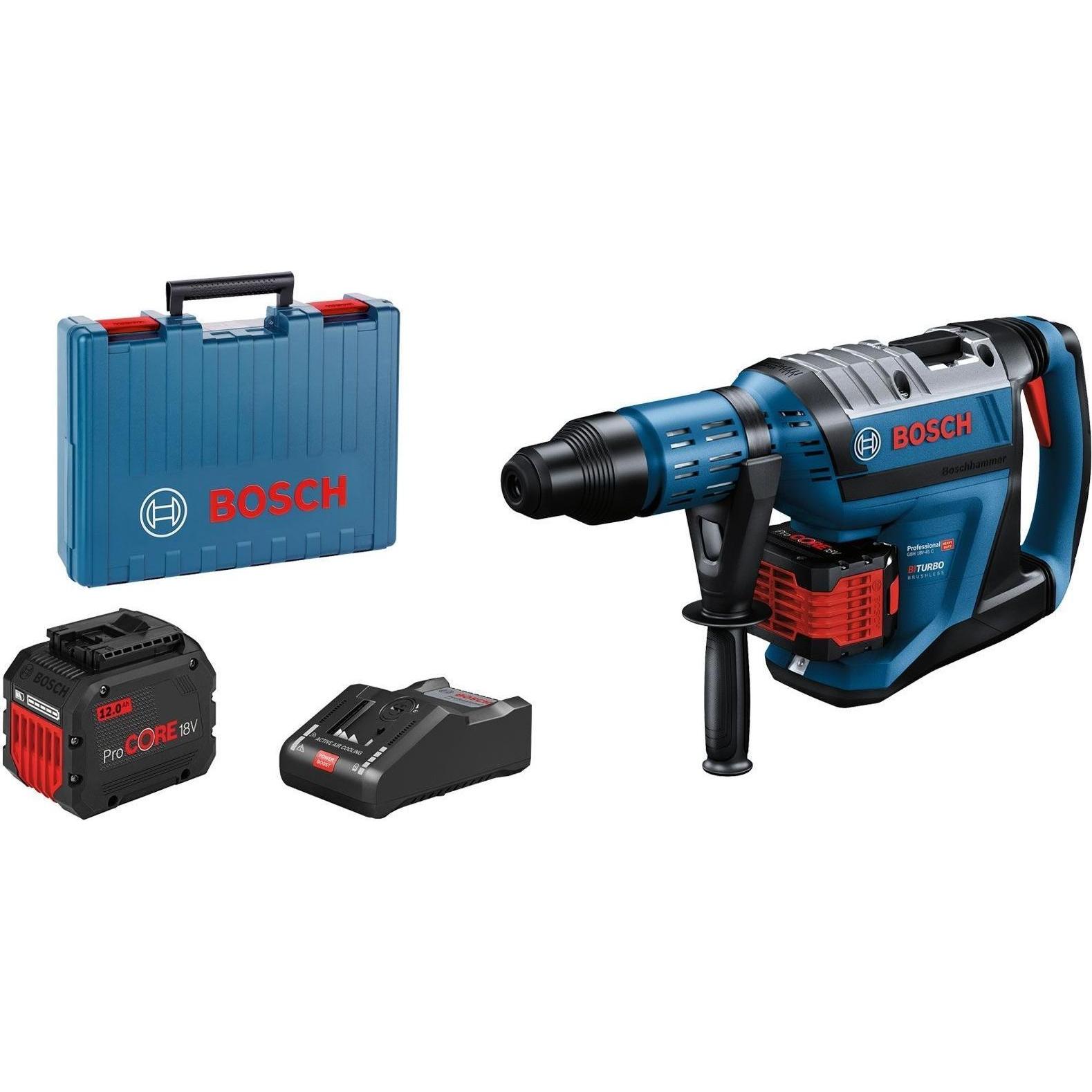Bosch Professional, Bohrmaschine + Akkuschrauber, Akku-Bohrhammer BITURBO mit SDS max GBH 18V-45 C, 2 x Akku ProCORE18V ...