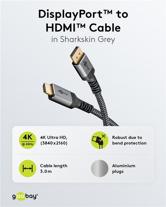 Image du produit Goobay DisplayPort – HDMI (3 m, HDMI, DisplayPort, 2.0)