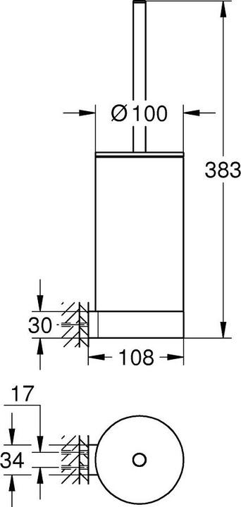 Actual product image Grohe Toilet brush set Selection hard graphite brushed 41076AL0