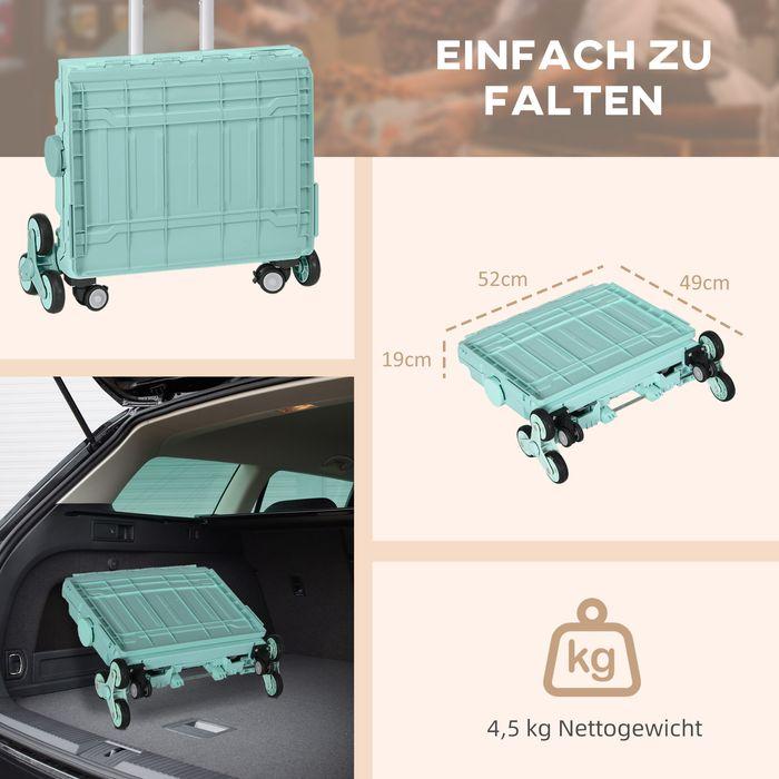 Immagine prodotto Swisshandel24 Carrello spesa pieghevole, manico telescopico regolabile, coperchio, fino a 80 kg, verde
