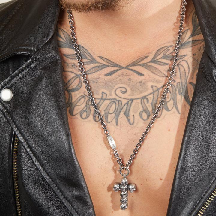 Image du produit Bikergold Chaîne d'ancre pendentif Croix Skull Multi (Argent 925, 70 cm)