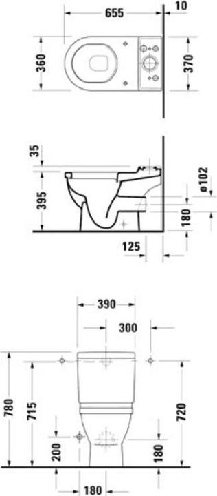 Produktbild Duravit Stand-WC-Kombination STARCK 3 ti. 360x655mm Ab se Ab waagerecht weiss