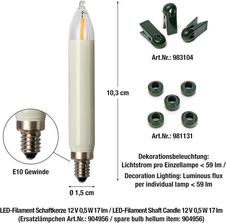 Produktbild Hellum LED Filament Schaftkerzenkette 20flg aussen (22 m)