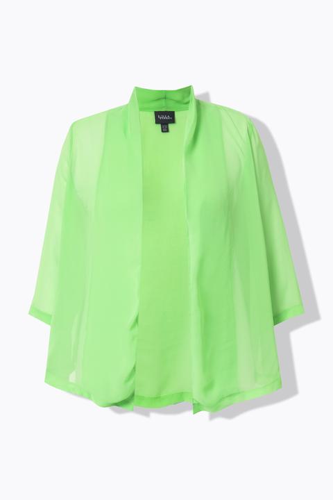 Actual product image Ulla Popken Oversized Shawl Collared Chiffon Jacket (54)