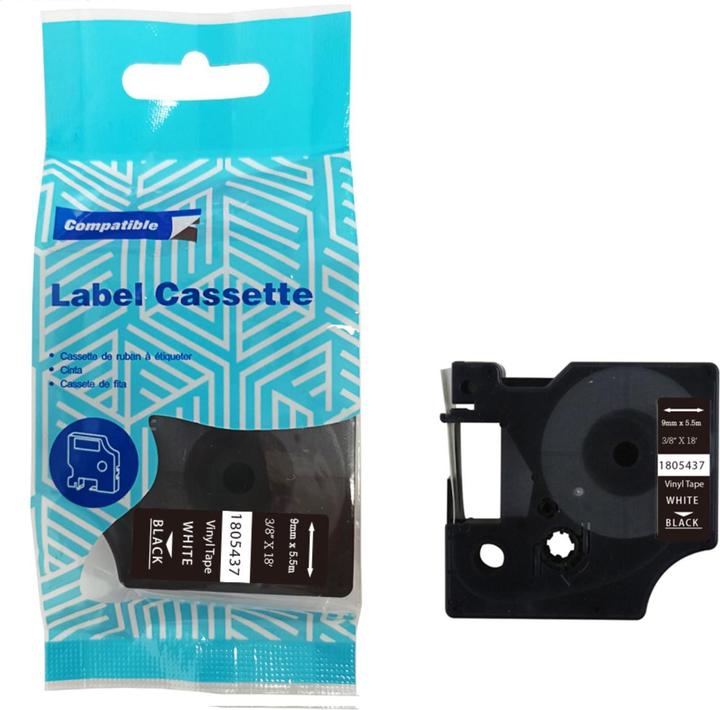 Actual product image Hermex Alternatives Etikettenband zu Dymo 1805437 Vinyletiketten (0.90 cm, Black, White)