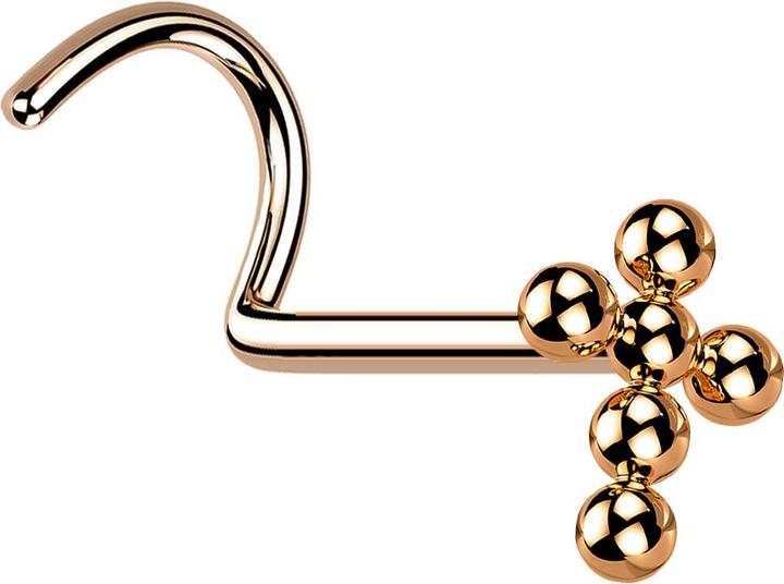 Immagine prodotto Star Piercing Nasenstecker gebogen rosegold Kreuz Kugeln (senza ottone, Titanio)