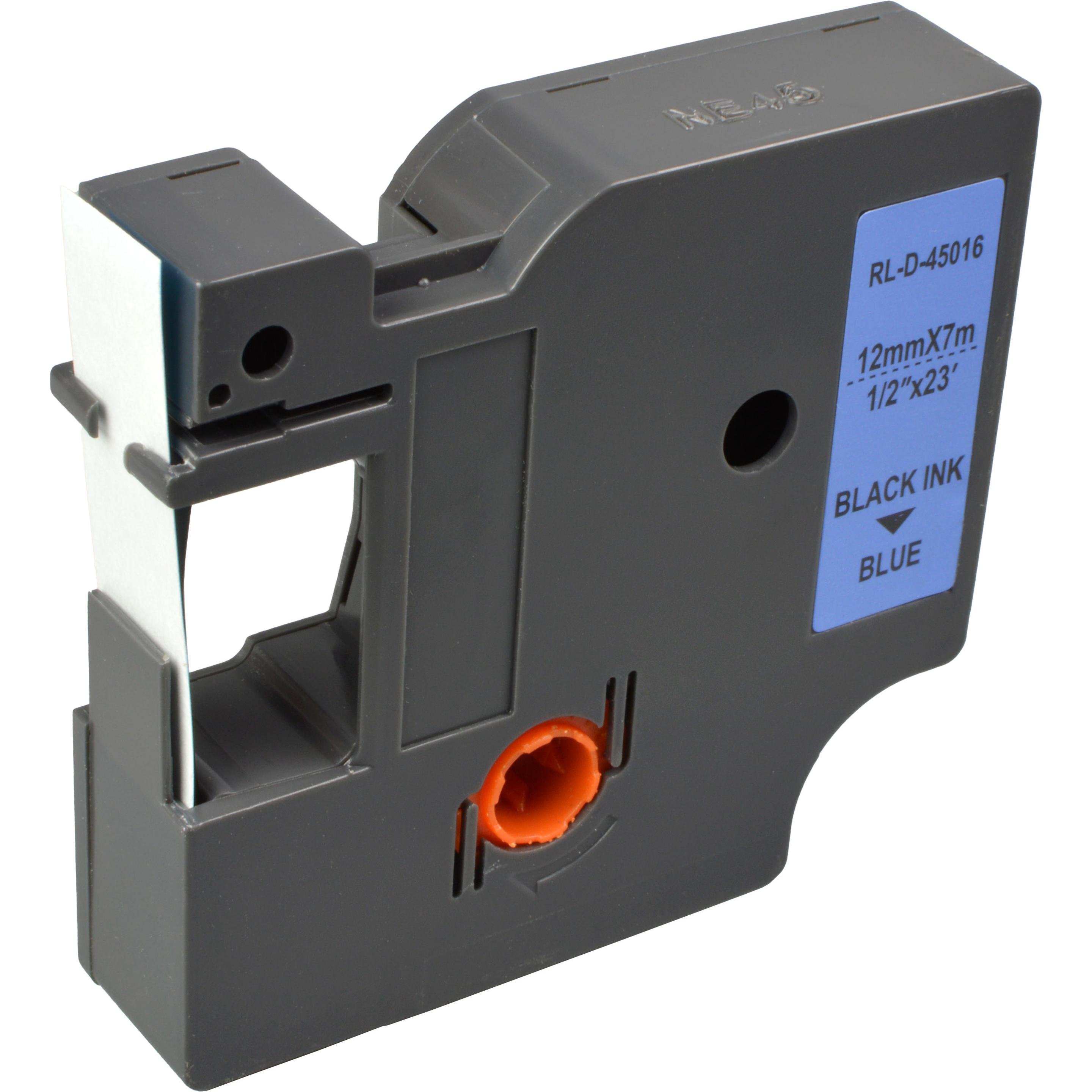 Ampertec, Beschriftungsband, Label Band kompatibel zu Dymo 45016 schwarz auf blau 12mm x 7m (1.20 cm, Schwarz)
