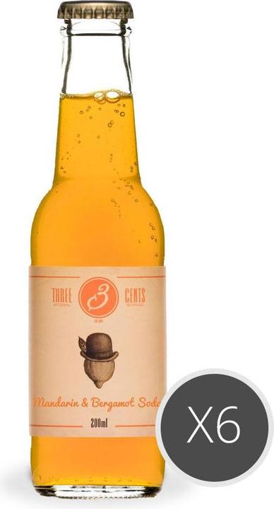 Actual product image Three Cents Mandarin & Bergamot Soda (6 x 20 cl)