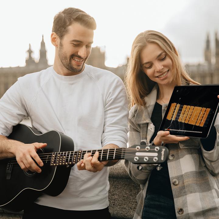 Actual product image Popu Music Westerngitarre Poputar T2 (Western guitar, Acrylonitrile butadiene styrene (ABS) (fingerboard material), Mahogany (rear material), Mahogany (side material), Rosewood (bridge material), Spruce (top))