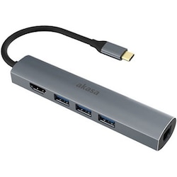 Akasa AK-CBCA22-18BK - USB 3.2 Gen 1 (3.1 Gen 1) Type-C - HDMI,RJ-45,USB 3.2 Gen 1 (3. (USB-C, 5 Ports), Dockingstation ...