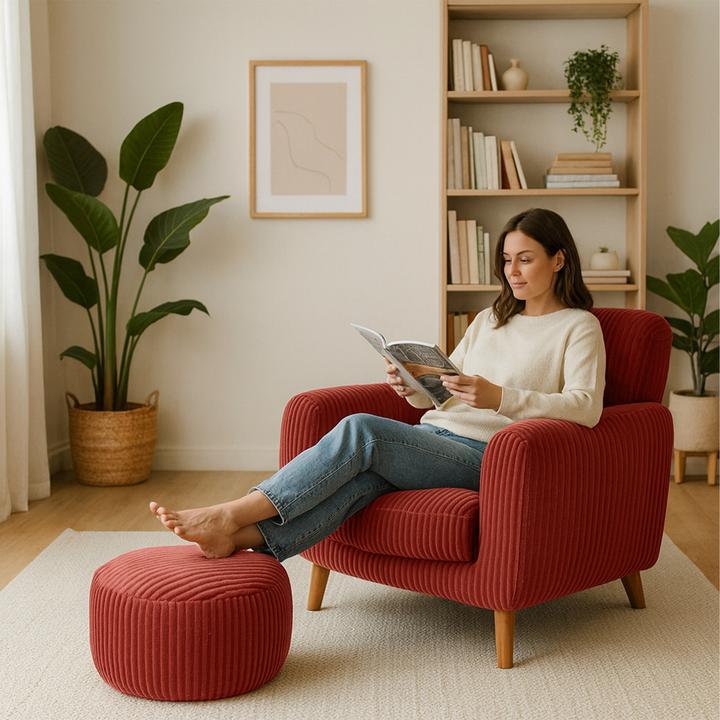 Image du produit Relaxdays Pouf en corduroy