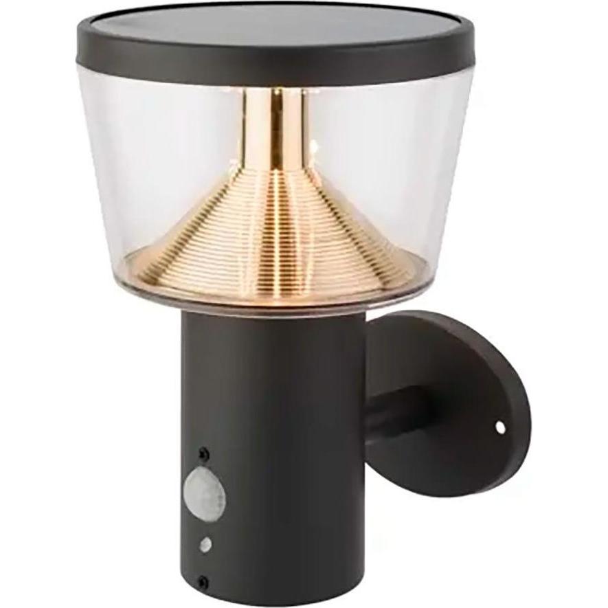 Lumineo, Illuminazione esterna, Solar wall light with motion sensor, fixed light, 40 leds, 600 im, anthracite, ø16 x 17 x 23 cm (600 lm)