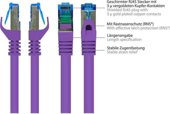Produktbild Varia SO-31441 - Patchkabel Cat.6a, S/FTP, 1,5m, violett (S/FTP, CAT6a, 1.50 m)