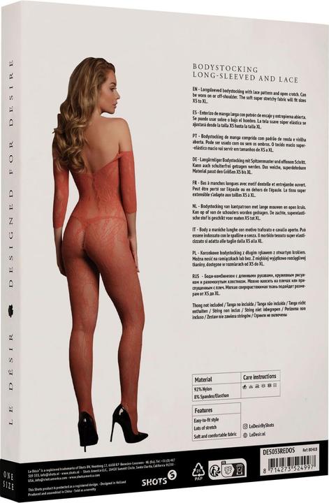 Image du produit Le Désir Dessous de corps à manches longues en dentelle - Queen Size (XL, XXL, 3XL, 4XL)